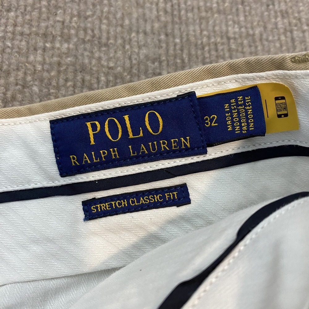 Polo Ralph Lauren Shorts Mens 32 Beige Embroidered Logo Stretch Chino 9" Inseam - Picture 4 of 9